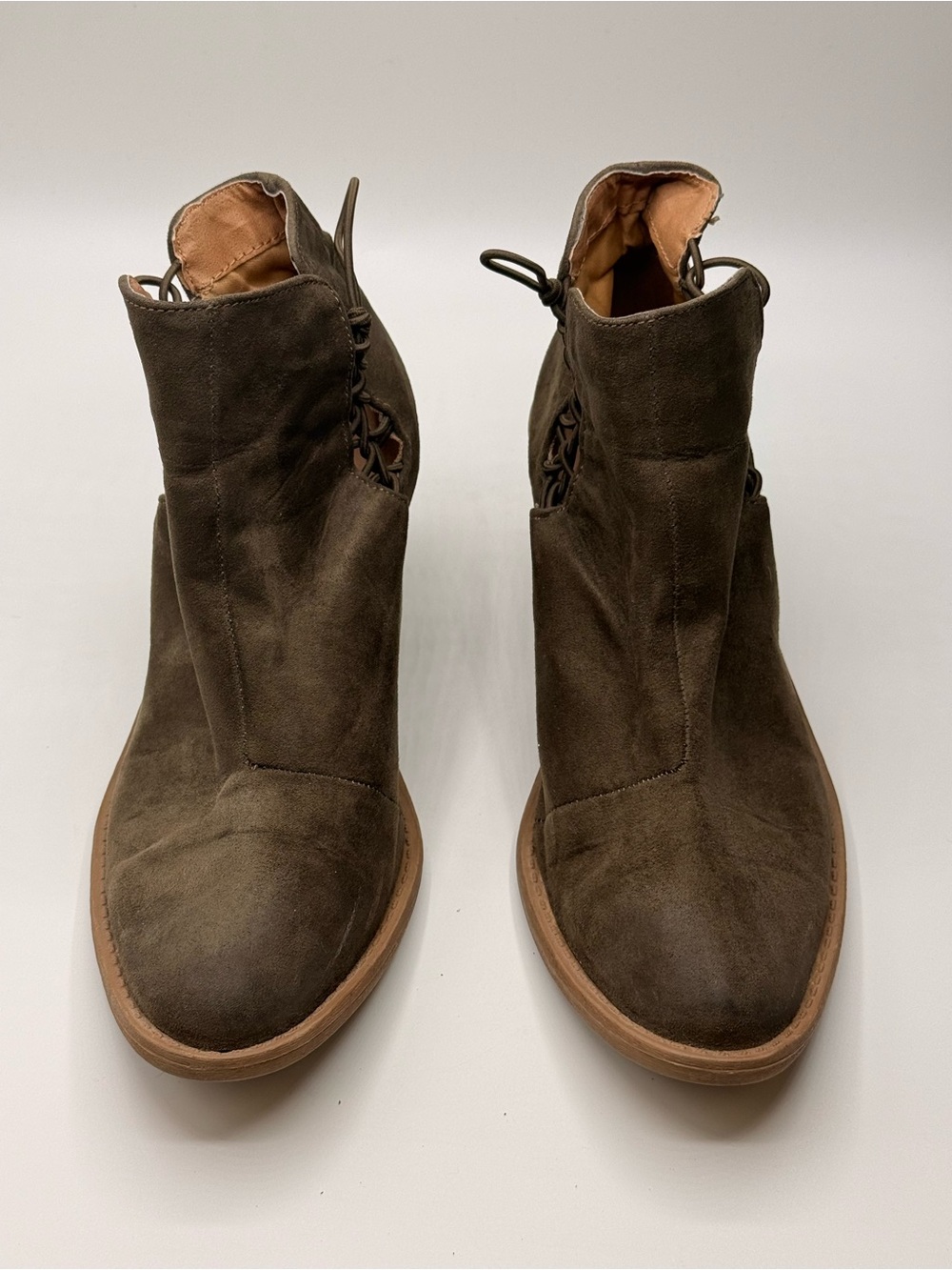Qupid Olive Green Suede Ankle Booties